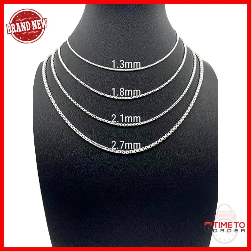 14K Gold Round Box Chain Necklace, Lobster Clasp, 1.3mm-3.4mm, 16-24 Inch - Picture 6 of 7